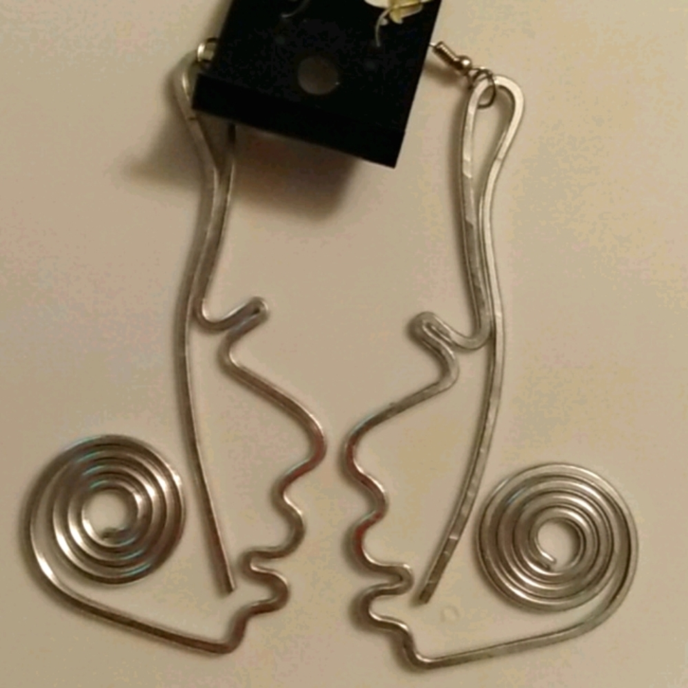Silver Face Earrings